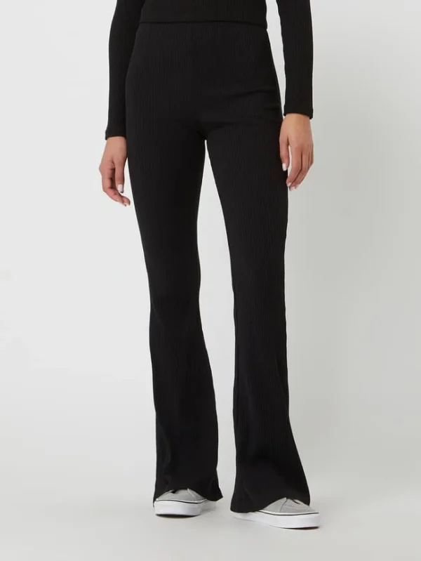Mango Flared Leggings Mit Rippenstruktur – Schwarz 5